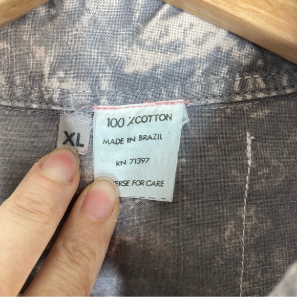 Acid Wash Mens StreetWear Shirt XL Short Sleeves Button Down Pockets Pink Gray - Picture 14 of 15